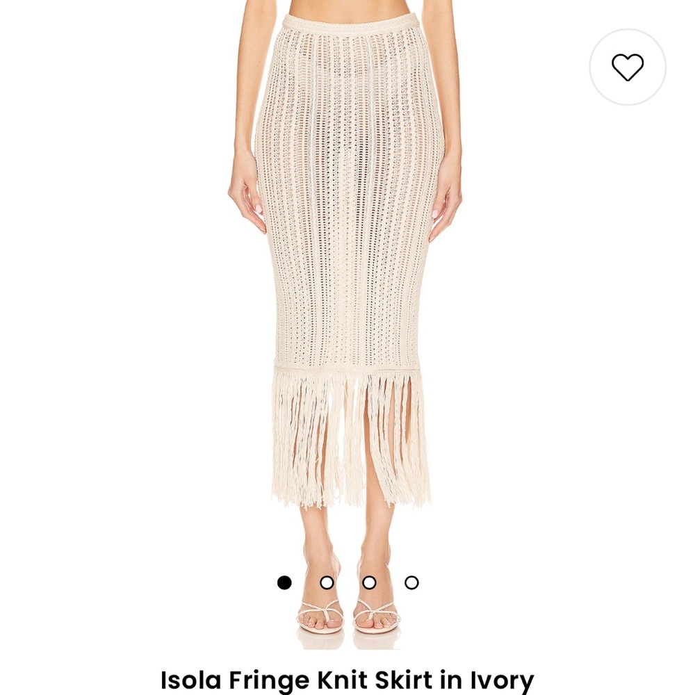 Tularosa Isola ivory fringe skirt in open crochet knit XS
